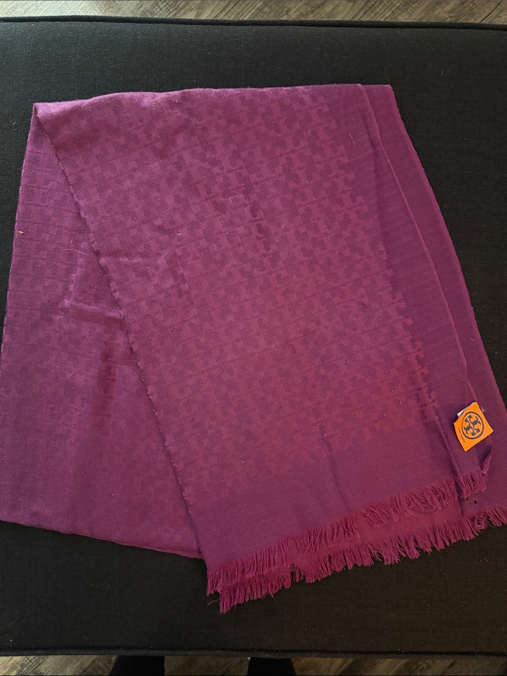 Tory Burch Women’s Purple Scarf - Lightweight Fringed Wrap